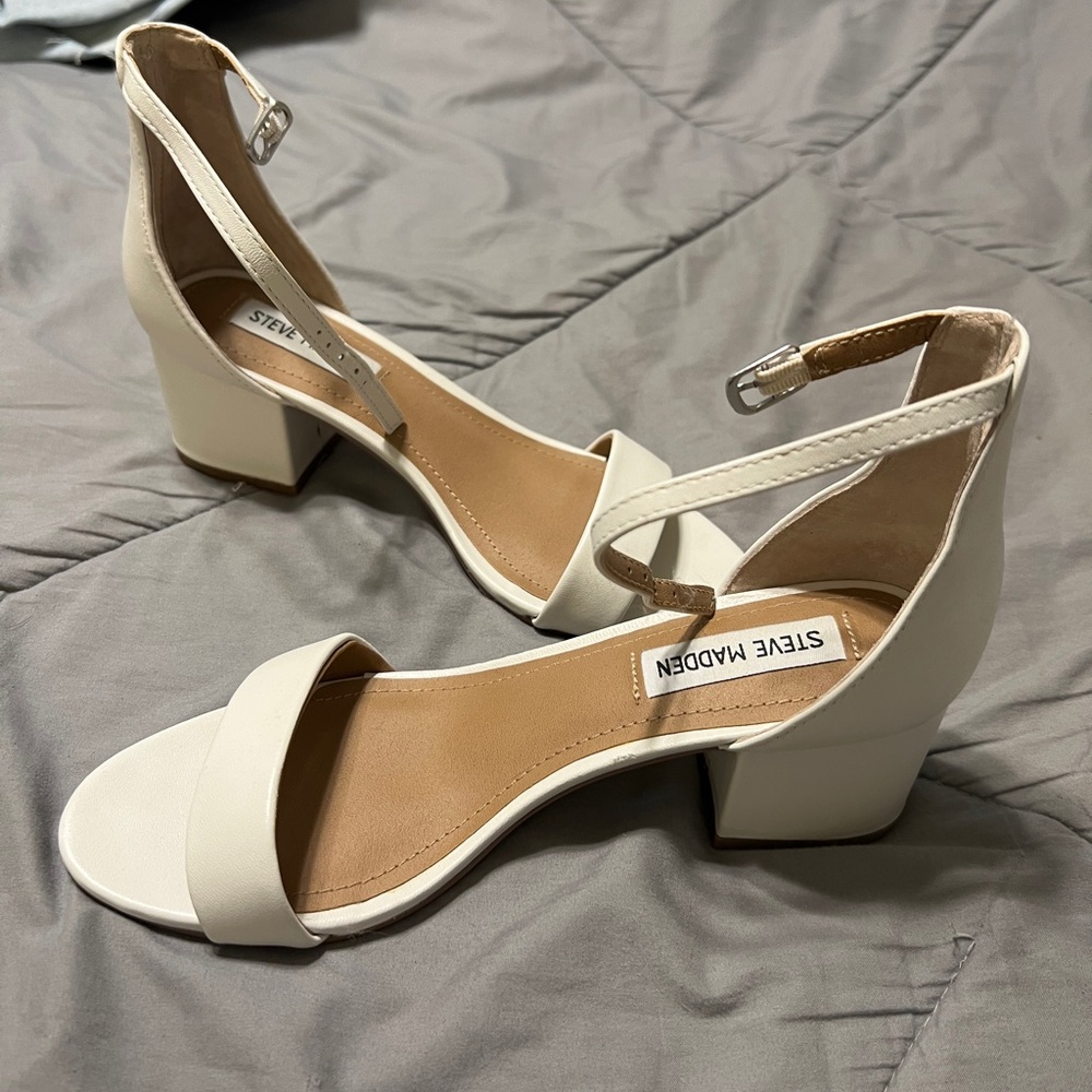 Steve Madden Women's White Block Heel Sandals